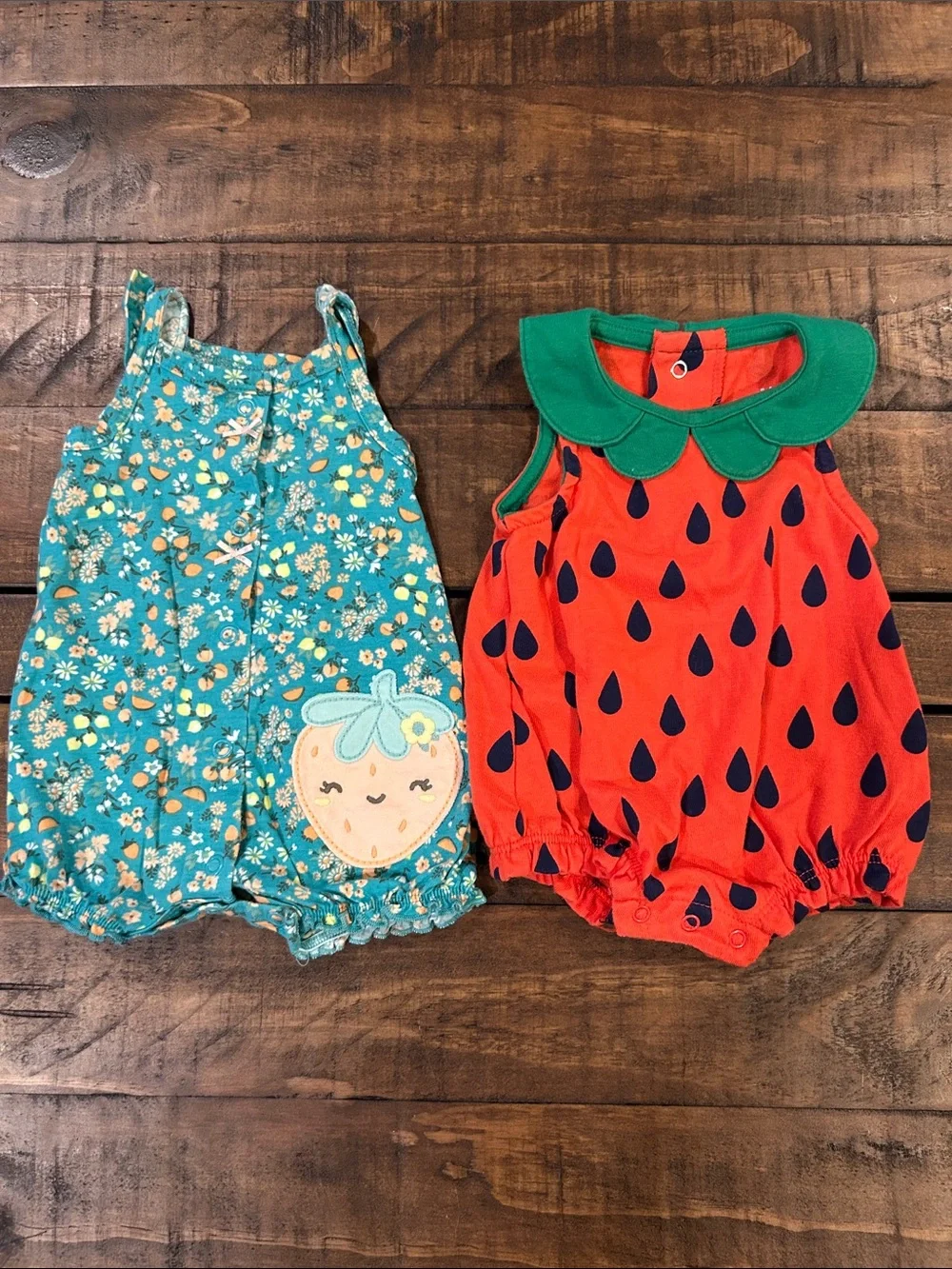 Set of 2: Newborn Fruit Rompers 🍓🍉